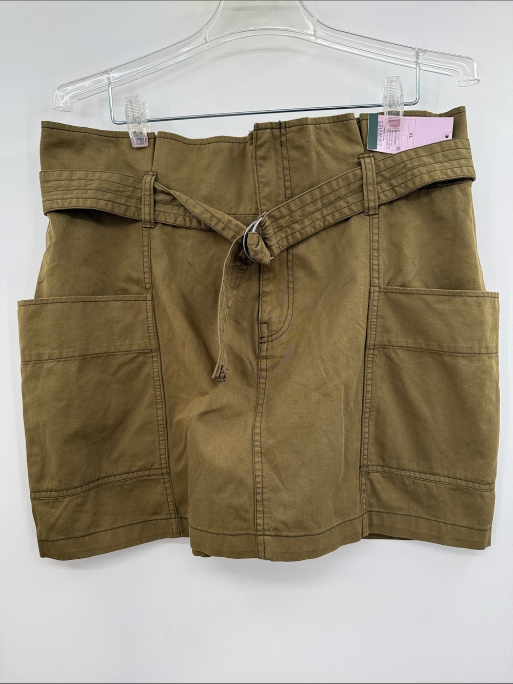 Wild Fable Size XL Militarty Cargo Style Skirt Olive Green Paper Sack Waist